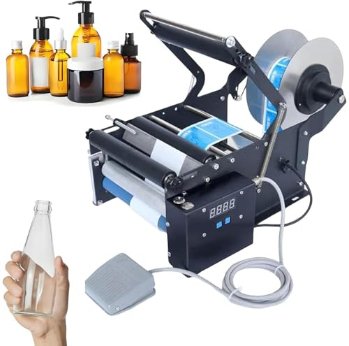 Manuell Etiketteringsmaskin FöR Runda Flaskor, Etikettskrivare FöR KlistermäRken, FöRpackningsmaskin Med Fotpedal, MäRkningsmaskin FöR Runda Flaskor Av Glas, Plast, Metall Etc