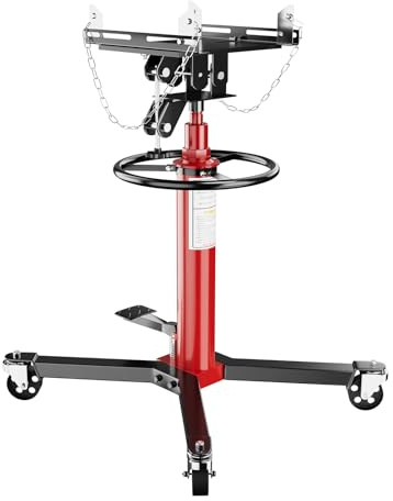 Garvee 1100 Lbs Transmission Jack Hydraulic Telescoping Transmission Jacks 33.5-67 Inch High Lift, 2-Stage Transmission Floor Jack Stand with Foot Pedal, 360° Swivel Wheel