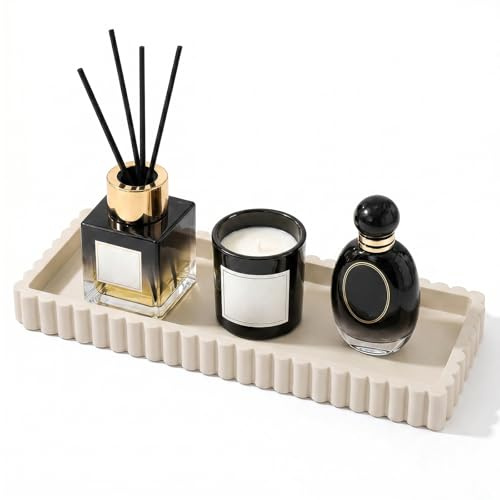 Bagno Vassoio Portaoggetti -24 x 10 cm Vassoio Decorativo In Silicone Con Bordo Smerlato, Svuotatasche Ingresso Per Profumi, Portagioie Da Comò, Organizer Da Appoggio Per Cosmetici, Candele e Gioielli