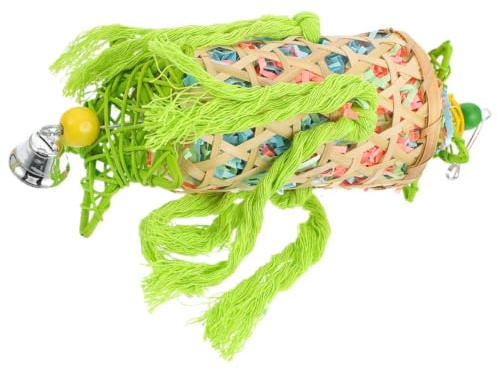 Artibetter Mâcher pour Perroquet en Bois Naturel Panier Suspendu Papier Froissé, de Recherche de Nourriture pour Grands Perroquets en Cage Intérieure Couleur Aléatoire
