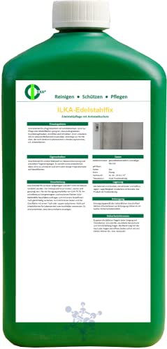 ILKA® - Edelstahlfix Edelstahlreiniger mit Antistatikschutz | 1ltr | Edelstahlpflege und Edelstahlreinigung ohne Fingerabdrücke | verleiht einheitlichen Glanz