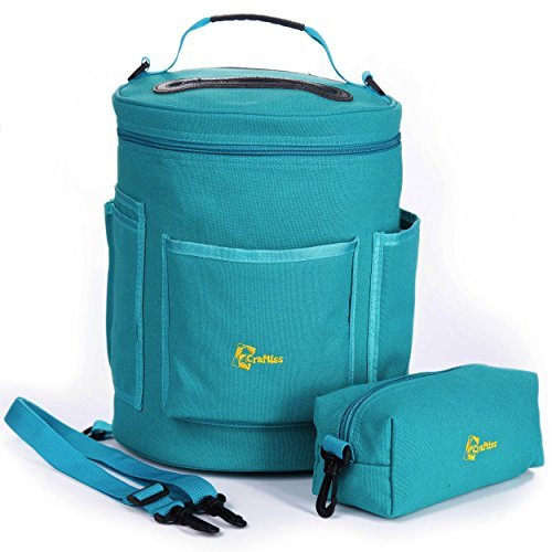 Borsa Per Maglieria e Stoccaggio Filati - Migliore Borsa per Filati in Tela Durevole - Organizer per Lavoro a Maglia e Uncinetto con Custodia per Accessori per Maglieria