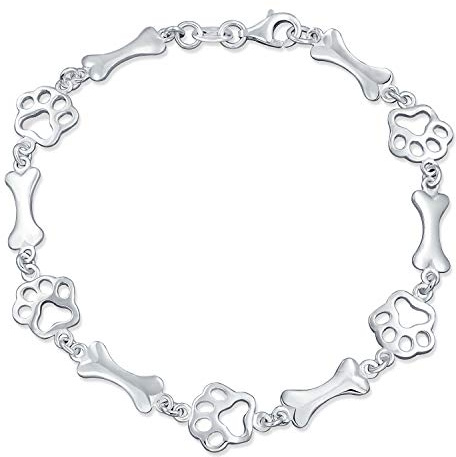 Superposition Meilleur Ami Animal Multi Bff Amoureux Des Animaux Chien Chiot Lien Multi Charme Os & Empreinte De Patte Bracelet Et Boucles D'Oreilles Ensemble De Bijoux Argent Sterling .925 7,5 Pouces