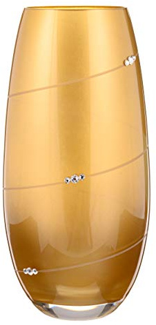 DIAMANTE Swarovski Gold Metallic Silhouette Barrel Bullet Vase with Swarovski Crystals - 25cm in gift box