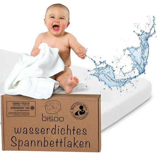 Bisoo 37x80 / 40x80 Spannbettlaken Kinderwagen - 2in1 Baby Wasserfester Matratzenschoner Spannbettlaken aus 100% Baumwolljersey Öko-Tex - Matratzenbezug Kinderwagen 1 Stück Weiß 80x40 cm