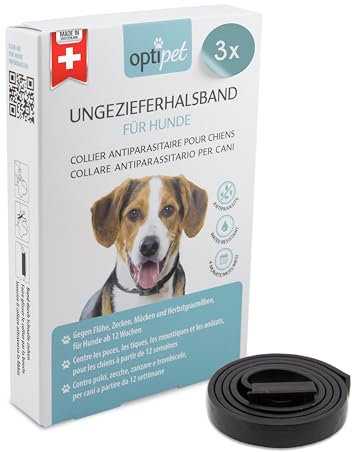 OptiPet 3X Halsband für Hunde, 4 Monate Schutz gegen Flöhe, Zecken, Mücken, Milben, wasserfest, für Hunde ab 12 Wochen