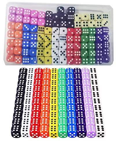 HUAZIZ 100 Pièces Dés de Couleurs 12mm 6 Face pour Tenzi Farkle Jeux de Table, 10 Couleurs Translucides