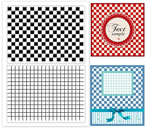 PH PandaHall Tartan Clear Stamps - Transparent Craft Stamps with Checkerboard Lattice Background Patterns for DIY Scrapbooking, Card, Photo Card Album Crafting & Decor