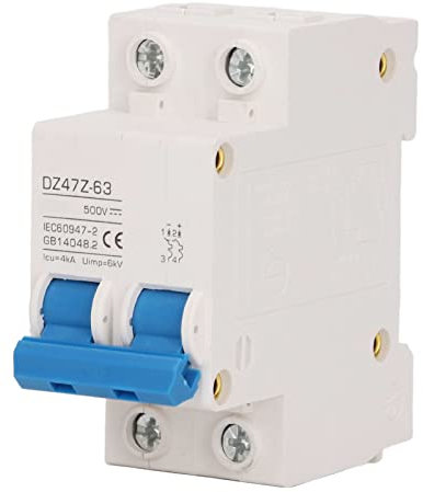 Disjoncteur Miniature DC 2P 500V Mini Disjoncteur Domestique pour Système Solaire PV Installation sur Rail DIN 35mm (20A)