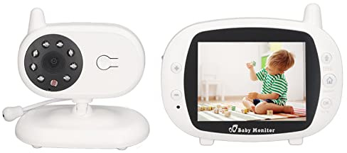 Monitor de Cámara para Bebés, Pantalla LCD de 3,5 Pulgadas Monitor de Video para Bebés con Visión Nocturna por Infrarrojos para el Hogar (Enchufe de la UE)
