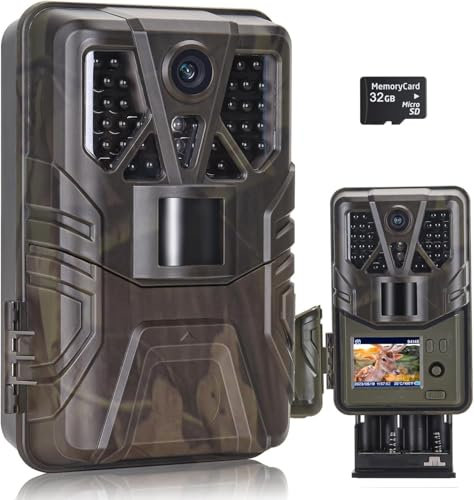 Findn Caméra de Chasse Nocturne 36MP 2.7K HD, Piege Photographique 850nm IR LEDs, Angle de Dtection 120°, Vitesse de Dclenchement 0,2s, IP66 Étanche, Carte Mémoire de 32 Go
