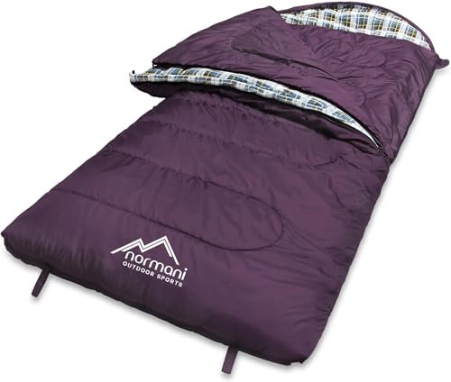 normani 4-in-1-Funktion Extrem Outdoor Schlafsack 'Antarctica' aus Nylon Rip-Stop mit 500 + 250 g/m² Hollow Fiber Füllung 220 x 90 cm Farbe Violett Größe Rechts