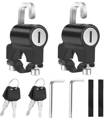 JJiaoLinin Lucchetto Casco Moto,2 Pezzi Lucchetto per Casco Moto Universale Lucchetto di Sicurezza Antifurto Casco Moto per Tubi del Manubrio da 22-25 mm, Scooter,Moto, Protegge Il Casco