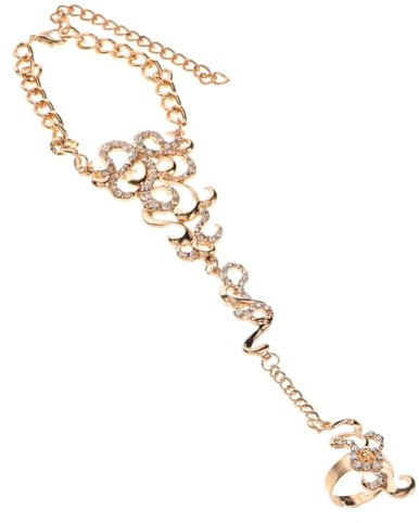 WATIIFUFU Cavigliera per Uscite in Spiaggia e Occasioni Varie in Lega Boho con Anello per Dito e Design Intagliato Oro, Gioiello Estivo Elegante e Confortevole Donna