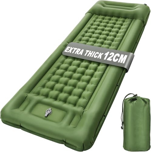 NexusNurture Camping Mat, 12CM Thicken Inflating Camping Mat with Built-in Pump & Pillow, Ultralight Mattress Sleeping Mat, Waterproof Camping Bed for Backpacking, Hiking, Camping and Beach