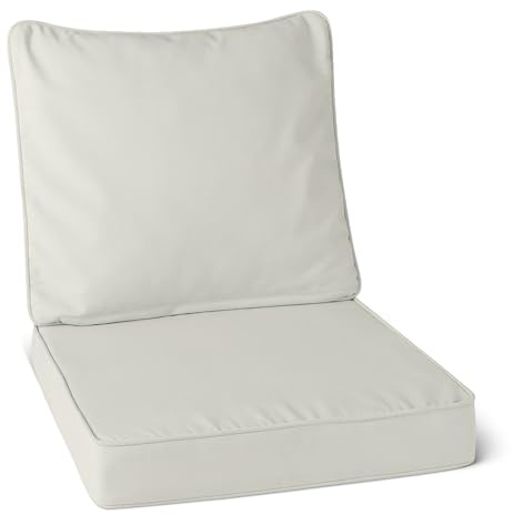 Amazon Basics Cojín para Silla Exterior con Respaldo. 48.2 x 48.2 x 7.6 cm. Beige. Paquete de 1