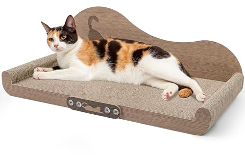 NATUYA Cat Scratcher Cardboard Lounge Bed, 24 Inch Large Cats Scratching Board Couch, Durable Cat Scartch Pad for Indoor Cats