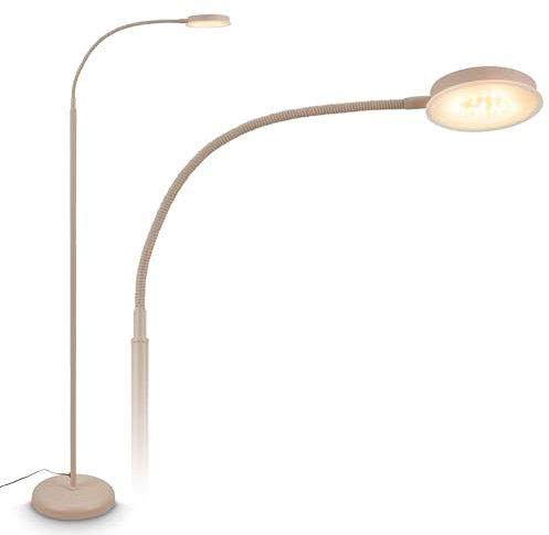 BRILONER - Stehlampe mit Touch, dimmbar, schwenkbar, Memoryfunktion, Leselampe, Wohnzimmerlampe, Schlafzimmer Deko, Deckenfluter, Standleuchte, Stehleuchte, 125,5 x 21 x 45 cm, Beige