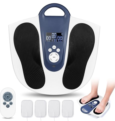New Circulation Machine，Foot Circulation Device, Circulation Booster for Feet and Leg, Cordless TENS & EMS Foot Circulation Machine with Vibration & Heating, 20 Modes +99 Intensity