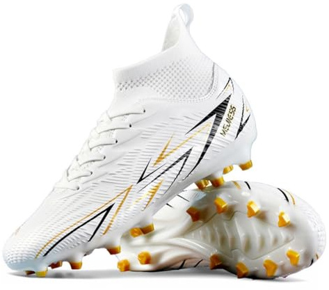 Scarpe da Calcio Collo Alto - AG/TF Tacchetti per Erba Sintetica, Collo a Calza Traspirante(Nero/Bianco/Viola)