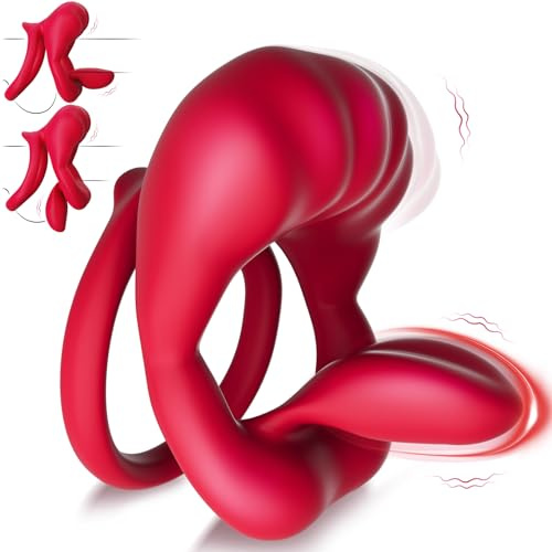 Anello Vibrante per Lei e Lui - Sexytoysys Uomo Anello Pene Stimolatore per Clitoride a Forma di Labbra con 10 Modalità Sex Toy Professionale Toys Sessuali per Donna Sexytoysys Coppia Cock Ring