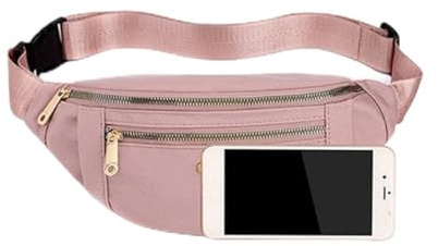 SPYMINNPOO Sac Banane pour Femme, Sac Banane en Nylon avec Ceinture Réglable, de Téléphone Pratique pour Courir et Voyager (Pink)