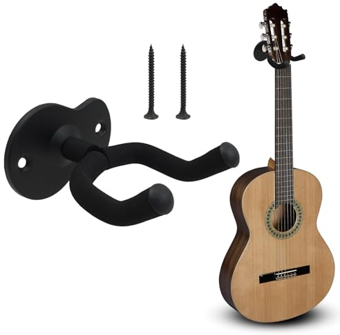 Ucfalfo Guitar Wall Mount Hanger, Guitar Hanger Wall Mount with Protective Sponge, Display Bracket Hooks for Electric Guitar, Classical Acoustic Guitar, Bass, Ukulele, Mandolin Banjo, Black