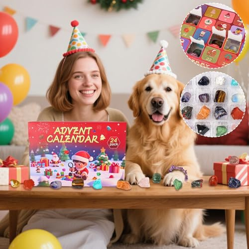 Calendario 'Avvento di Natale,24 Giorni Gioielli di Natale | Calendario 'Avvento Di Pietre, per Adulti Insegnanti Aula Famiglia Eventi Meditazione Spiritualità