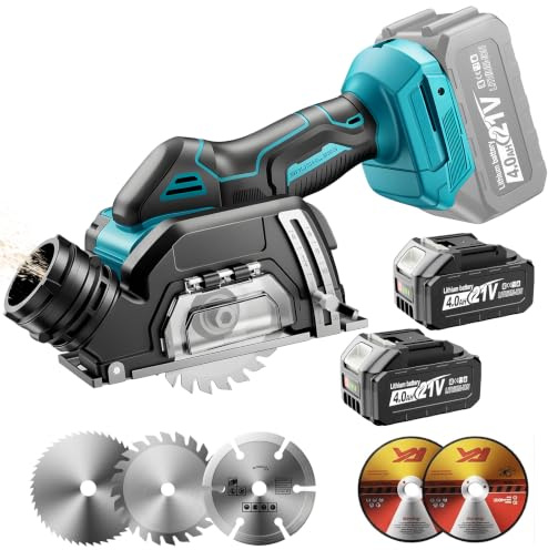 YEARTOP 3 Mini Scie Circulaire Sans Fil avec 2x 4.0Ah Accu Profondeur 20mm