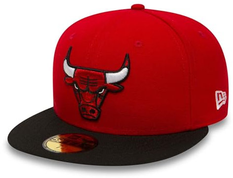 New Era Baseball Cap MŸtze NBA Basic Chicago Bulls 59 Fifty Fitted Red Black, 7 1/8