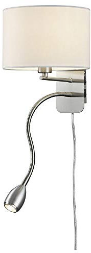 Trio Leuchten Wandleuchte Hotel 271170201, Metall Nickel Matt, Stoffschirm Weiß, E14, LED 1 x 3.1 Watt