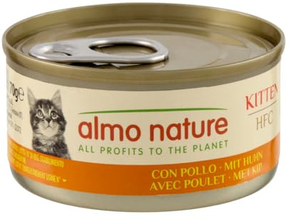 Almo Nature HFC Kitten - Alimento Umido per Gattini - Pollo - Qualità Human Grade, Senza Glutine - 70g, Confezione da 24
