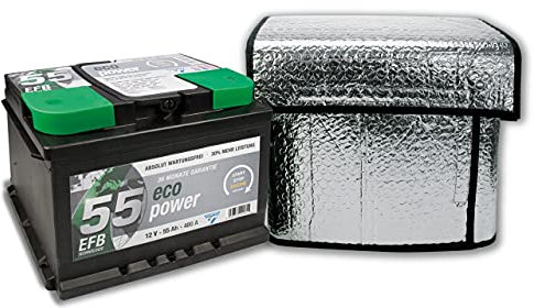 Cartrend Thermo-Batteriehülle, Größe ca. 118 x 75 cm für 50-72 Ah geeignet, hält Starterbatterien bei tiefsten Temperaturen funktionsfähig