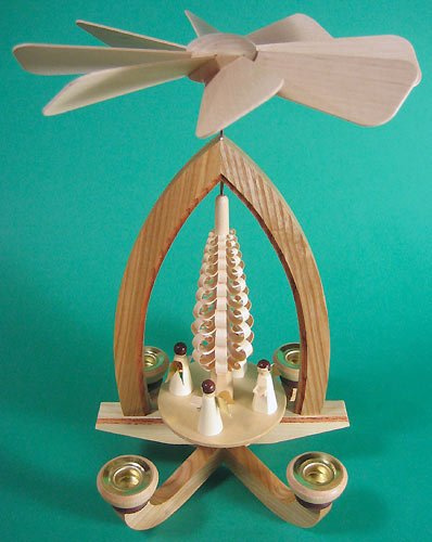 Dregano Small Angel Choir Christmas Pyramid, Nautural Wood Finish,