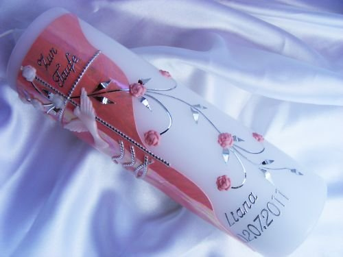 kerzenzauber-lusine VT-03 Baptism/Communion Candles for Boys or Girls 250/70 mm Including Accessories for Labelling The Candle