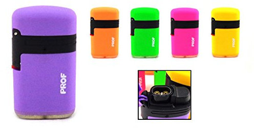 Briquet Tempête Chalumeau fluo 2 flammes Prof Rechargeable gaz Réglable (violet)