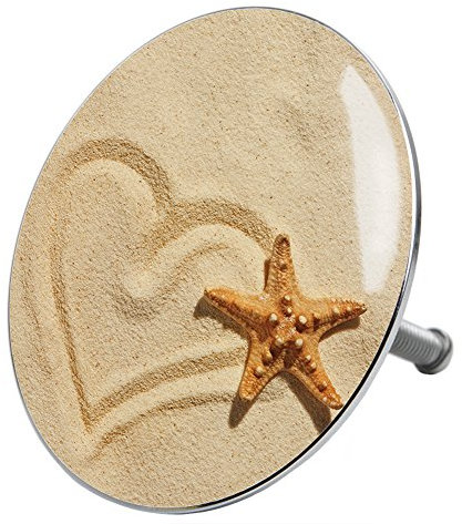 Sanilo Badewannenstöpsel Sandy, Stöpsel für die Badewannen deckt den kompletten Abflussbereich ab, universal mit Motiv