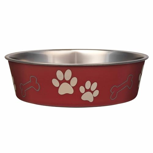 Loving Pets Stainless Steel Bella Dog Bowl Pet Dish, Merlot, Medium (796ml) | Dishwasher Safe, Non Skid Rubber Base, Stainless Steel Interior, Bacteria Resistant, For Dogs & Cats