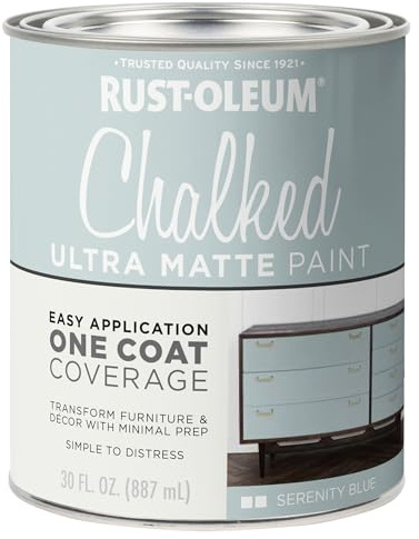 Rust-Oleum Serenity Blue Chalked All-in-One Ultra Matte Paint | One Coat Coverage | No Primer, Sanding, Or Topcoat Needed | Easy Clean Up | Made in USA | 30 OZ