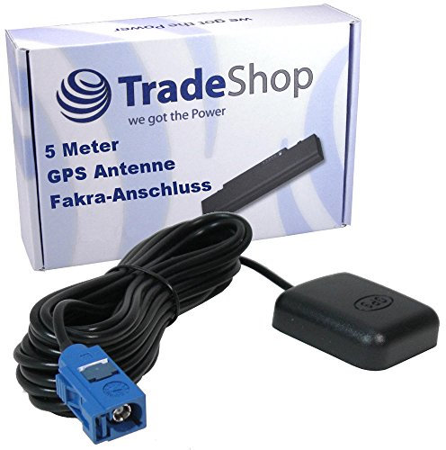 Magnetische GPS-Antenne mit Fakra-Anschluss 5 Meter Kabel Adapter für das Auto Kfz Audi Dacia Ford Citroen Peugeot Mercedes Seat Skoda VW Opel Chrysler, kompatibel mit Blaupunkt Becker Zenec (Navi)