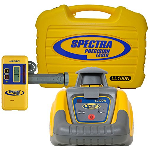 Spectra Precision LL100N Laser Level, Self-Leveling laser with HR320 Receiver, Class 2, C59 Rod Clamp, Alkaline Batteries, Carry Case, Yellow