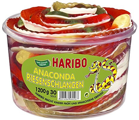 HARIBO Anaconda Riesenschlangen, 3er Pack (3 x 1.2 kg)