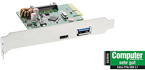 InLine 76660A carte et adaptateur d'interfaces USB 3.1 Interne - Cartes et adaptateurs d'interfaces (PCIe, USB 3.1, PCI 2.0, 10 Gbit/s)