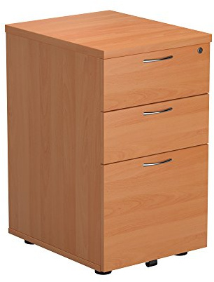Office Hippo Heavy Duty Pedestal Filing Cabinet, File Cabinet, Office Cabinet with Anti-Tilt Mechanism, Lockable Filing Cabinet, Versatile Under Desk Office Storage - Beech, 3 Drawer