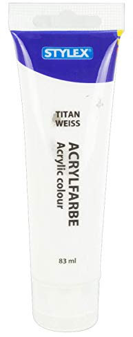 Stylex 28640 - Acrylfarbe auf Wasserbasis, 83 ml Tube in titanweiß, matt, hohe Deck- und Farbkraft, lichtbeständig, schnelltrocknend und wasserfest