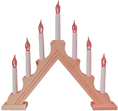 The Christmas Workshop 70800 Wooden Christmas Candle Bridge/Pine Wood Finish/Features Flickering Bright Orange Flames/Unique Christmas Lights / 40 x 33 x 5cm / Mains Powered