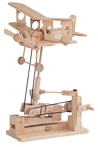 Timberkits Automata Aircraft Bi-Plane Mechanical Wooden Puzzle-Model Construction Kit, Wood,BIPL0001