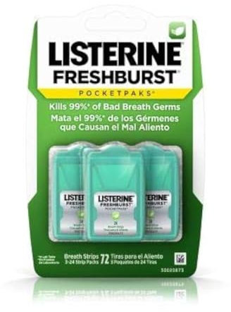 Listerine NA/A - Tiras de respiración Fresh Burst Breath, 3 paquetes de 24 tiras (total 72 tiras)