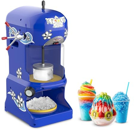 Great Northern Popcorn Company Premium Quality Ice Cub Shaved Ice Machine Commercial Ice Shaver, Blue, 1/3 hp, 6057 Ice Cub Shaver