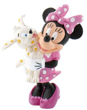 Bullyland 15329 - Spielfigur Walt Disney Minnie Mouse mit Hund, ca. 7 cm, detailgetreu, ideal als kleines Geschenk für Kinder ab 3 Jahren